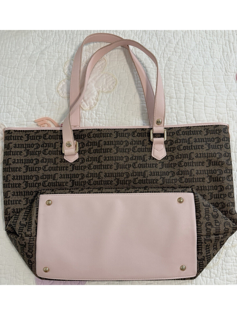 Juicy Couture Exclusive Taupe Dark Brown Juicy Run The World Tote Bag - Picture 3 of 9